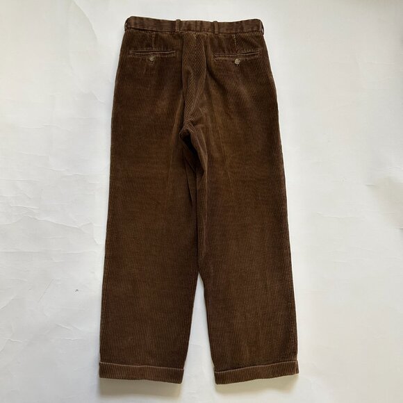 Vtg. Amherst and Brock Mens 33 S Brown Wide Wale Pleated Cuffed Corduroy Pants - Picture 7 of 12